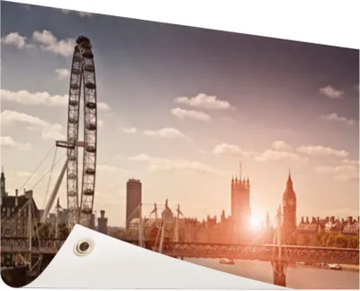 Produktbild von Gartenposter - 60x40 cm - London Eye und Big Ben bei Sonnenuntergang  - Modernes Wandbilder - Europäische Städte