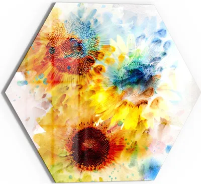 Produktbild von DEQORI Glasbild Echtglas 55x48 cm 'Sonnenblumenfreude' Wandbild Bild modern Deko
