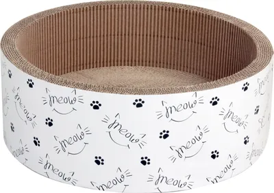 Produktbild von Dehner Lieblinge Katzen-Kratzpappe Scratch Circle, inkl. Katzenminze, Ø 43 cm, Höhe 15.5 cm, Naturmaterial, weiß