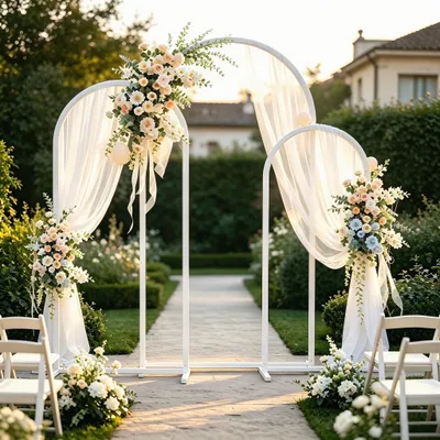 Image de WISFOR Set de 3 arches de mariage en métal, bricolage décoratif jardin fond cadre d'arche fleurs mariage arche pour la décoration de mariage Outdoor Indoor