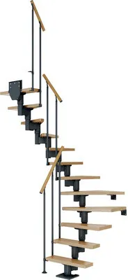 Produktbild von Pertura Mittelholmtreppe Spiros Eiche Leimholz Anthrazit 1/2-gewendelt 75 cm 13 Stufen / 14 Steigungen Stabgeländer Anth