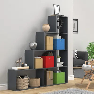 Produktbild von VCM Holz Stand Treppenregal Stufenregal Standregal Raumteiler Bücherregal Dubila L