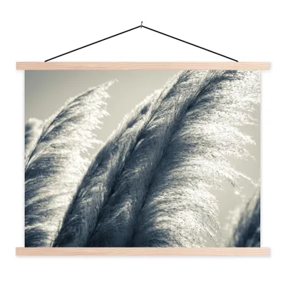 Produktbild von MuchoWow® Textilposter Pampasgras - Schwarz - Weiß - Natur 40x30 cm mit holzfarbenen Rahmen - Bilder