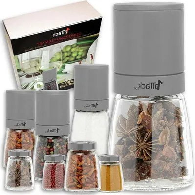 Produktbild von Graupenmühlen-Set - 8-teilig - Chilimühle - 4 Reservegläser - grau - 140 ml