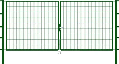 Produktbild von Alberts Doppeltor Flexo mit Zubehör, zum Einbetonieren, grün, Breite 400 cm, Höhe 180 cm