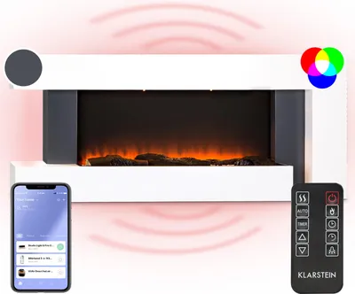 Image de Klarstein Cheminee Electrique Effet Flamme, Cheminée Electrique Decorative Chauffante de 2000W, Télécommande et Minuterie, Fausse Cheminée a LED, Chauffage Cheminée Électrique Murale a Poser