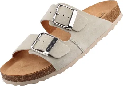 Produktbild von Tamaris Damen Pantoletten Leder Grün/Grau
