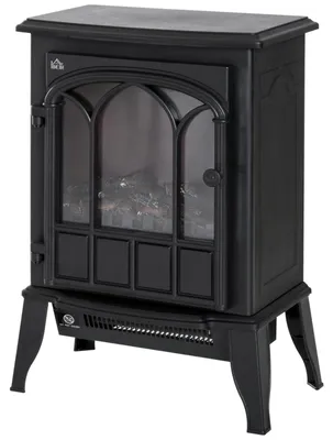 Image de Cheminée électrique, effet de flammes LED, chauffage réglable, noir