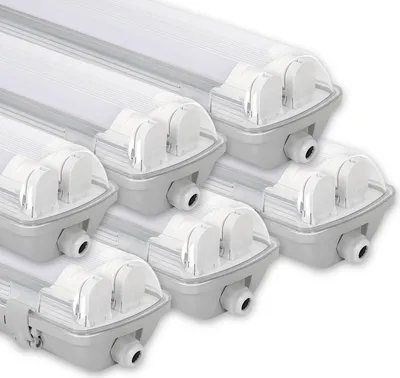 Zdjęcie produktu dla Zestaw 20 lamp LED T8 do pomieszczeń wilgotnych, IP65, 24 W, 150 cm, dwupłomkowe, światło białe (6500 K), lampy LED do piwnic, garaży i warsztatów