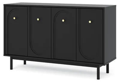 Produktbild von FURNLUX Sideboard Mazoma Schwarz Und Gold 154cm / Hauptfarbe: Schwarz / Abmessungen: 154 x 82 x 39 cm
