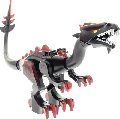 Produktbild von 1x Lego Tier Drache schwarz dunkel rot Fantasy Era 7094 Dragon02 unvollständig