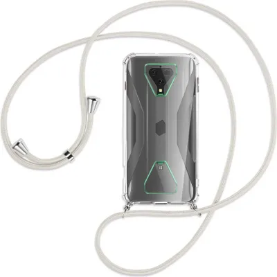Produktbild von Handykette Backcover-Schutzhülle mit Band (Metall silberfarben) für Xiaomi Black Shark 3 - broken white