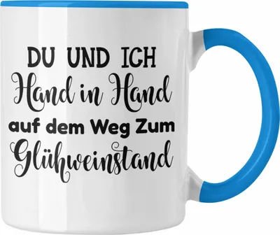 Produktbild von Trendation - Glühwein Tasse Lustig Spruch Glühweinbecher mit Henkel Doppelwandig Glühweintassen Gläser Weihnachtsmarkt Becher Tassen Geschenk - Du Und Ich (Blau)
