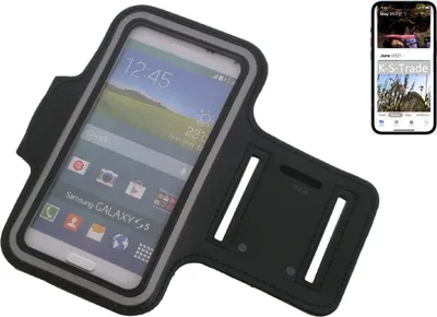 Produktbild von Kompatibel mit Apple iPhone 13 Pro Neopren Jogging Armband Sportarmband Oberarmband schwarz kompatibel mit Apple iPhone 13 Pro mit Reflektor Streifen.