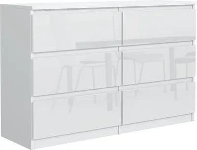 Produktbild von Mobelsta Kommode, Schrank mit Schubladen, Modernes Sideboard, Schubladenschrank, Kommodenschrank, Weiß  & Hochglanz 120x78,5x39 cm