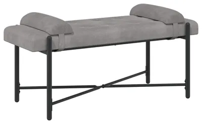 Obrázek produktu pro vidaXL Čalouněná lavice s knoflíky a polštáři, světle šedá, 110 x 40 x 46 cm, samet