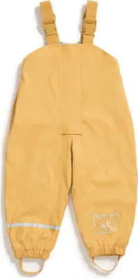 Produktbild von Regenhose für Kinder | mit Fleece gefüttert |  | winddicht | wasserdicht | elastische Schulterträger | Kinder Matschhose Buddelhose für Jungen und Mädchen [gelb, 98-104 (3-4 Jahre)]
