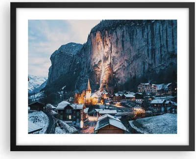 Produktbild von Gerahmtes Poster - Schwarzer Rahmen - Lauterbrunnen Schweiz Tal - 50x40 cm - Wand Bild - Wanddeko - Wandbilder - Kunstposter - Wandposter - Bilderrahmen - Bilder - Kunstdruck - P2BAA50x40-4834