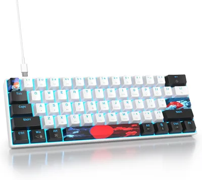 Produktbild von Gaming Tastatur 60 Prozent,61 Tasten mit Lineare rote Schalter,kabelgebundene mechanische Tastatur mit LED-Hintergrundbeleuchtung,kompakte Tastatu