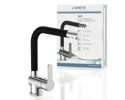 Immagine prodotto di Miscelatore da cucina SCHÜTTE RIO, miscelatore da cucina con funzione di risparmio energetico, miscelatore da cucina girevole a 360°, cromo/nero opaco