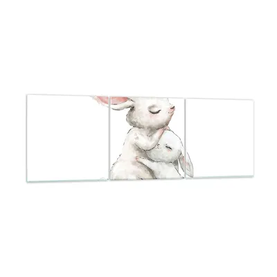 Produktbild von Bilder auf glas - 3 Teile - Kaninchen Hase Kinder - 90x30cm - Glasbilder - Wandbilder - Bilder - zum Aufhängen bereit - Wanddekoration aus Glas - Glas Bilder - Wandbild auf Glas - GCA90x30-4725