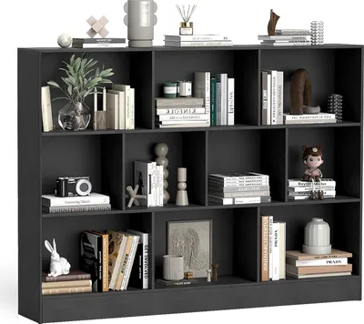Produktbild von COSTWAY Bücherregal mit 10 Fächern, Standregal mit 3 Ebenen, Würfelregal, Büroregal, Aufbewahrungregal für Wohnzimmer (Schwarz,140 x 24 x 104 cm)