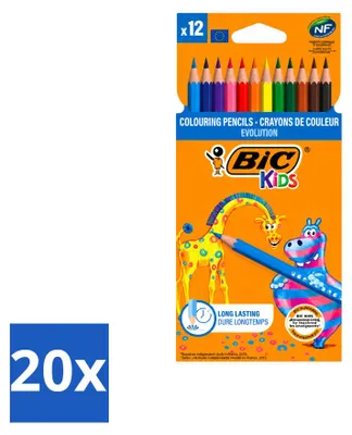 Produktbild von 20 x BIC Kids Evolution Buntstifte - 12 Farben - Vorteilspackung - 20 Stücke