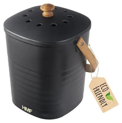 Geruchsdichter und nachhaltiger Biomülleimer von HMF für 3 Liter in Schwarz