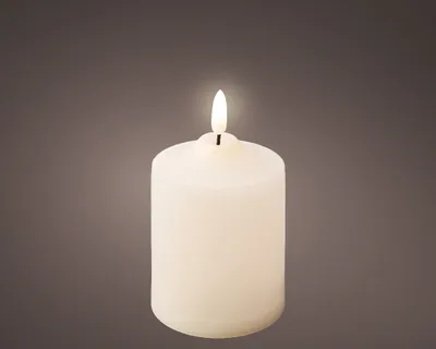 Produktbild von LED Kerze mit Timer Outdoor Kunststoff 7x12cm Ivory / Warmweiß