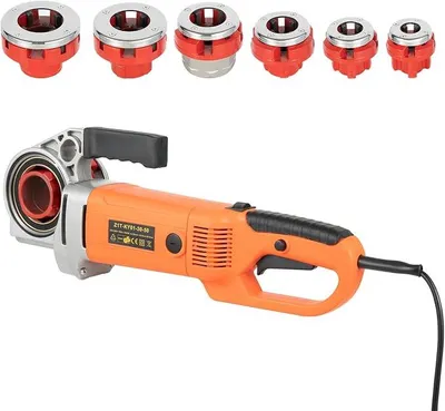 Produktbild von 2300W Elektrische Rohrgewindeschneidmaschine Tragbare Rohrgewindeschneidmaschine mit 6 Schneidbacken, Handgehaltene Rohrgewindeschneidmaschine Gewindeschneidsatz