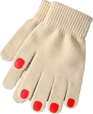 Produktbild von Damen-Strickhandschuhe, Winterhandschuhe mit roten Nägeln, dick gefüttert, warm, mit vollen Fingern – ideal für Alltag, Skifahren und Radfahren.