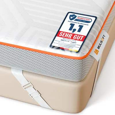 Produktbild von MULISOFT Topper 90x200cm H3/H4, Extra Dicker 7,5 cm Gel Memory Schaum Matratzentopper Waschbar & Atmungsaktiv, Matratzen Topper für Boxspringbett, Schlafsofa & Wohnwagen, ® STANDARD 100