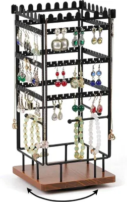 Produktbild von Famanu Schmuckständer 4-in-1 mit drehbarem Design - für Halsketten, Ohrringe, Uhren, Armbänder