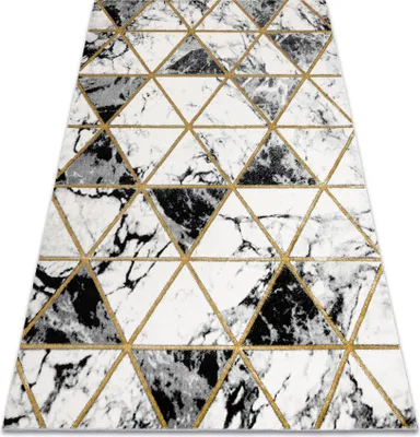 Obrázok produktu pre Koberec EMERALD exkluzívne 1020 glamour, štýlový mramor, trojuholníky čierna / zlato béžový 200x290 cm
