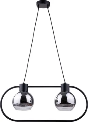 Obrázok produktu pre Moderná čierna dekoratívna závesná lampa 2 sklenené strieborné tienidlá Linda 2xE27 15W Sigma Lighting