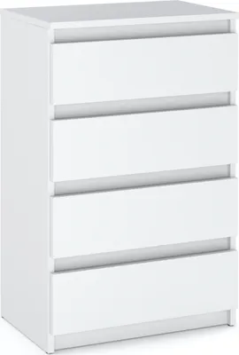 Produktbild von Kommode mit 4 Schubladen Weiß Matt 60x33,5x92,5 Sideboard Schubladenschrank für Wohnzimmer Schlafzimmer Modernes Design Stauraum Möbel Kleiderschrank