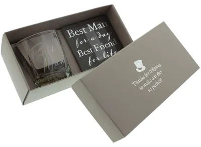Whiskyglas & Untersetzer-Set – Best Man – Hochzeitsgeschenk