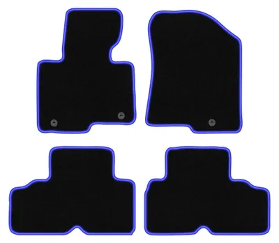 Productafbeelding van Velours automatten voor Kia Carens IV 2013-2018 (MPV) – 4-delig, zwart/blauw, op maat – Wielganizator CARLUX