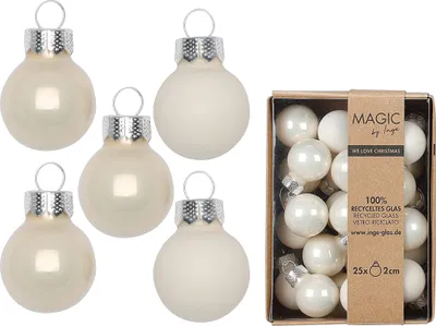Produktbild von Weihnachtskugeln Glas 2cm 25 Stück - Blanched Almond