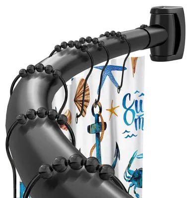Produktbild von Duschvorhangstange Gebogen Duschstange - 106,7 - 198 cm - Schwarz - Edelstahl - Für Badewanne und Dusche