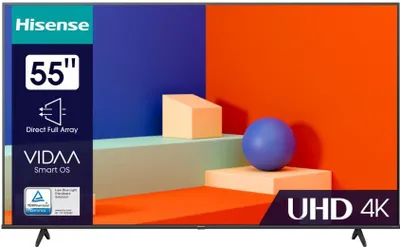 Produktbild von Hisense 55A69K Fernseher 139,7 cm (55") 4K Ultra HD Smart-TV WLAN Schwarz 300 cd/m²