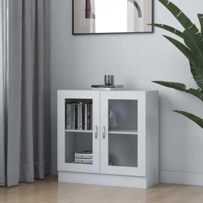 Produktbild von Vitrinenschrank Weiß 82,5x30,5x80 cm Holzwerkstoff , Bücherregale Design 2024