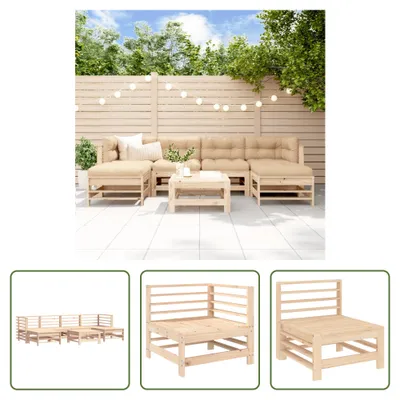 Produktbild von The Living Store 7-tlg. Garten-Lounge-Set Massivholz Kiefer