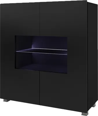 Produktbild von BETTSO Schwarze Vitrine BIRD mit Glaseinsatz – 100x107 cm – Wohnzimmermöbel