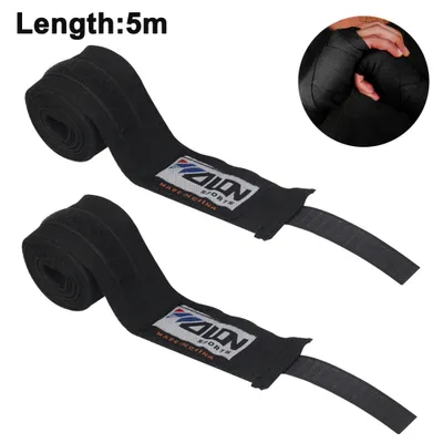 Produktbild von Handbandagen für Boxen und Kampfsport, 3/5 m, elastisch, aus Baumwolle, 1 Paar(Schwarz,5M)
