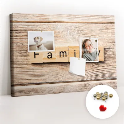 Imagen del producto de Tablero de corcho con chinchetas - Panel con chinchetas para fotografías y notas - 60x40 cm - 100 chinchetas metálicas