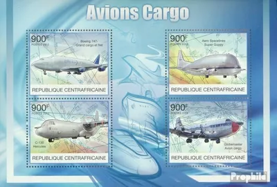Produktbild von Briefmarken Zentralafrikanische Republik 2012 Mi 3847-3850 Kleinbogen (kompl. Ausgabe) postfrisch Frachtflugzeuge