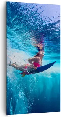 Produktbild von Bild auf Leinwand - Leinwandbild - Einteilig - Surfen Frau Unterwasser - 65x120cm - Wand Bild - Wanddeko - Wandbilder - Leinwanddruck - Bilder - Wanddekoration - Leinwand bilder - PA65x120-4274