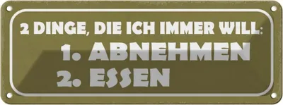 Produktbild von vianmo Blechschild 10x27 cm 2 Dinge 1. abnehmen 2. essen Dekoration Spruch Zitat