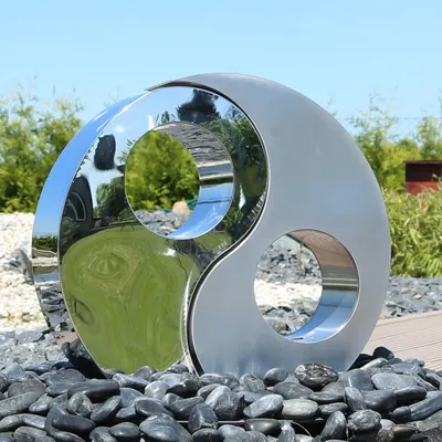 Produktbild von CLGarden Edelstahl Element Yin Yang zum BAU für Gartenbrunnen Springbrunnen Zierbrunnen Skulptur Wasserspiel Brunnen